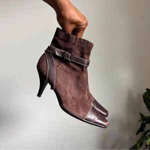 AEROSOLES Brown Suede and Leather Heeled Boots